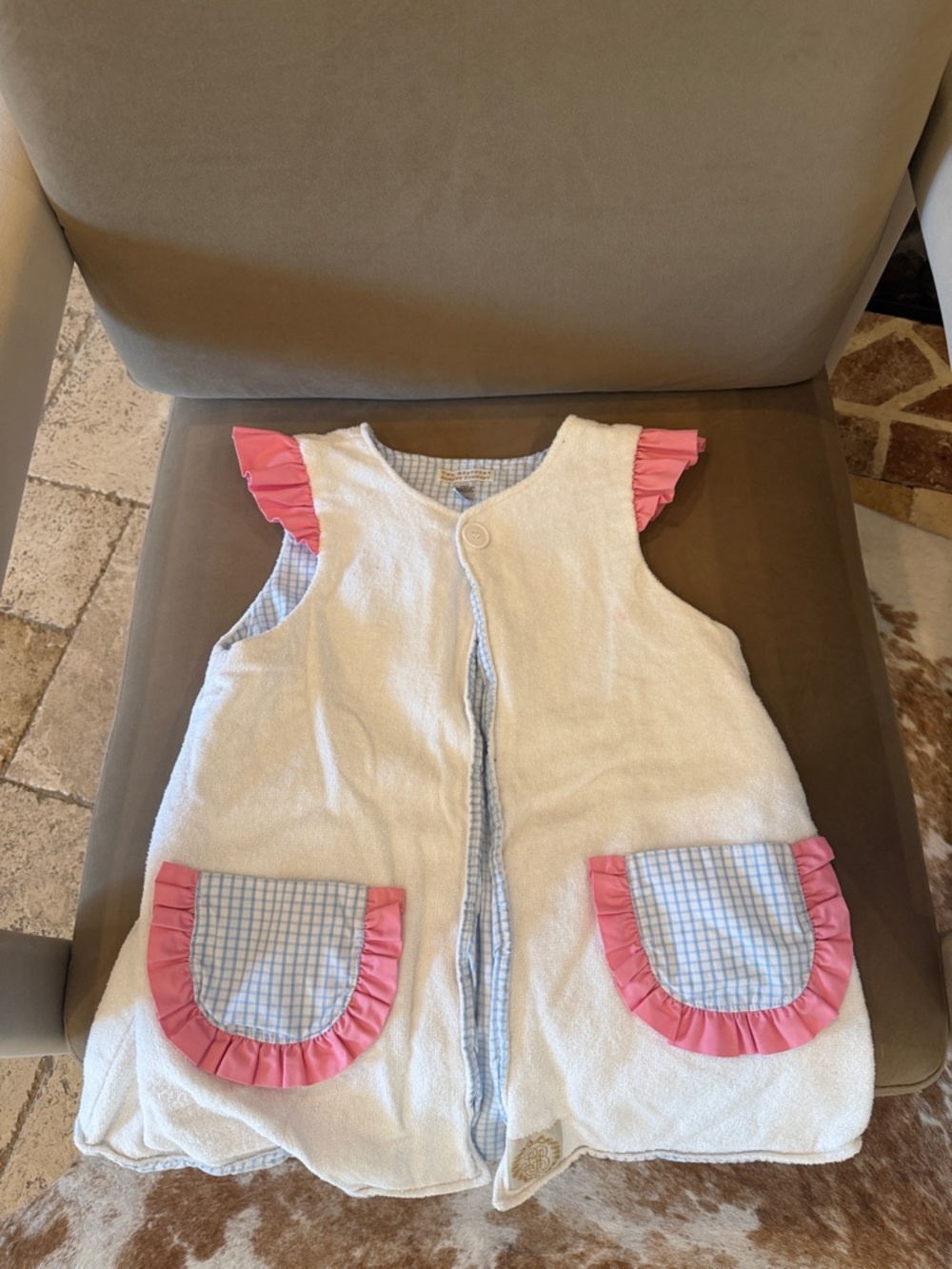 Beaufort Bonnet Girls White Sleeveless Sleep Sack with Pink Trim